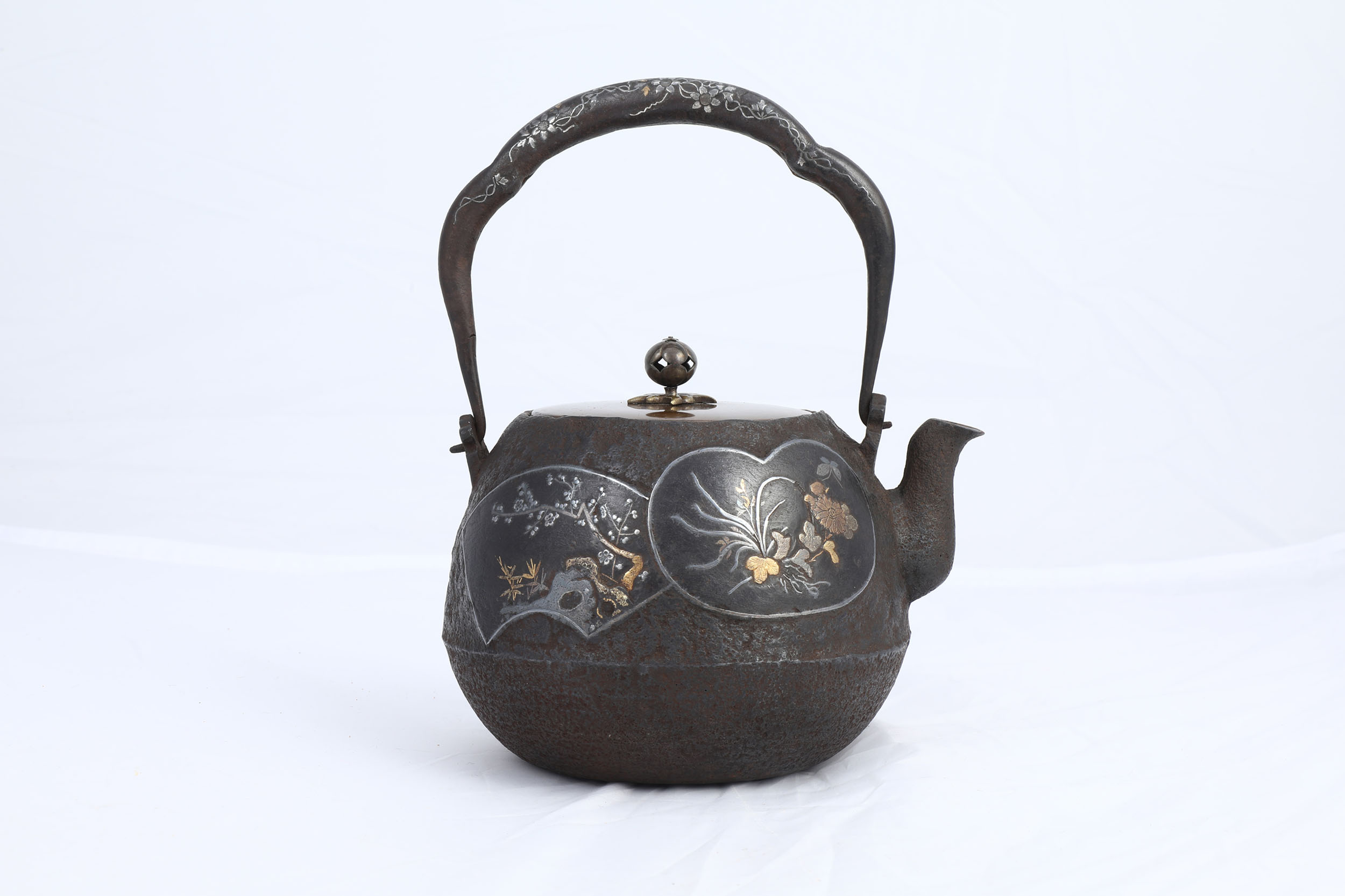 龍文堂 安之介造 花押 鉄瓶 蓋 銅蓋 蓋のみ 在銘 時代煎茶道具 - 工芸品